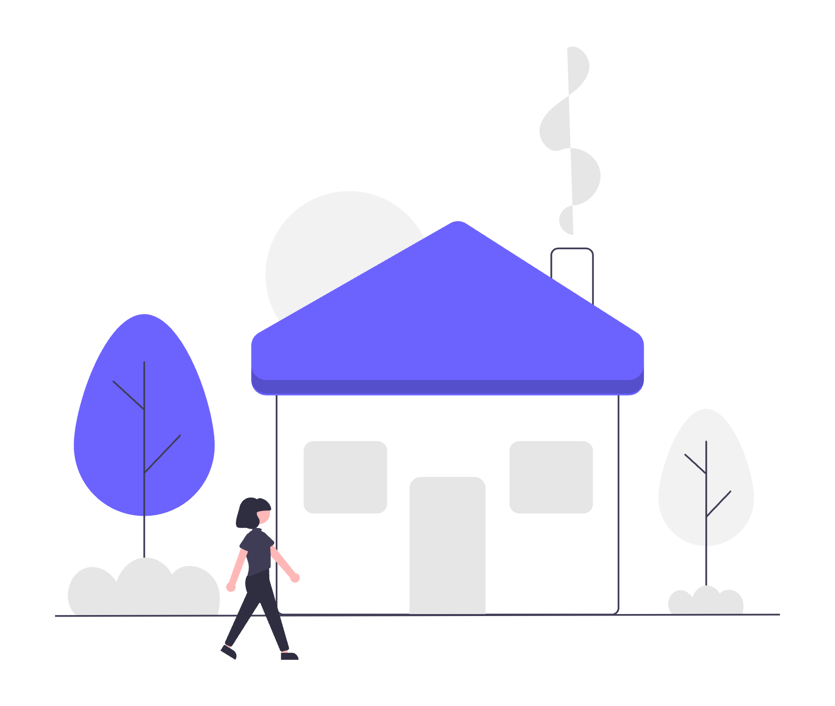 Someone walking by a house